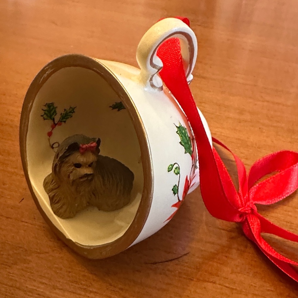 Conversation Concepts Tea Cup Christmas Ornament Yorkie Dog. Dated 2005